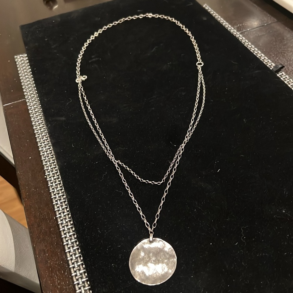 Silpada Sterling Silver Oxidized Disc 3 Chain Necklace - Picture 3 of 6